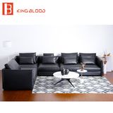 Black Color Italian Genuine L Shape Leather Sectional Sofa Couch