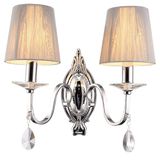 Fashion Decor Fabric Art Crystal Chrome Color Wall Lamp for Bedroom