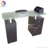 Beauty Nail Salon Furniture Glass Top White Manicure Nail Table