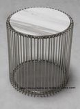 Replica Restaurant Leisure Furniture Metal Wire Marble Chrome Dining Table