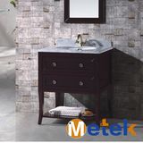 Tall Wood Display Cabinet in Bathroom