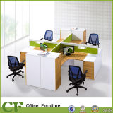 L Shape 4 Person Office Desk with Green Fabric Screen