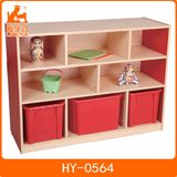 Wooden Kids Bedroom Storage Cabinets with 3 Big Plastic Drawers