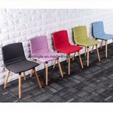 Different Colors of Fabric Type Backrest Writting Chair with 4 Solid Wooden Legs
