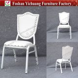 White Square Back Aluminum Dining Leather Restaurant Chair for Wedding Hall Use Yc-B121