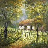 Handmade Small Barn in Forestry Oil Paintings for Wall Decor