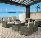 Outdoor Leisure Furniture Half Round Rattan Sofa with Table