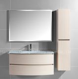 Melamine MDF Bathroom Vanity with Glass Sink Cabinet