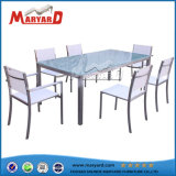White Textile Glass Top Dining Table Set and Four Chair Dining Table