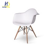 Upholstered Modern Wood Leg Plastic Armrest Eames Chair