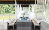 9 Pieces Dining Chaie Desk Set PE Rattan Furniture