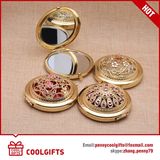 Metal Make up Pocket Silver Mirror with Hollow out Flower