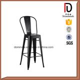 Modern Iron Frame Leather Seat Pub High Back Stool Chair for Bar with Armrest