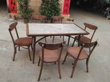 Antique Stackable Dark Wooden Vintage Metal Chair