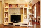Modern Solid Wooden TV Cabinet with Side Showcase