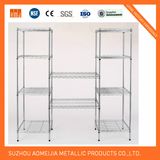 4 Layers Silver Color Metal Wire Shelving Yard Use