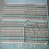 Enlarged Navajo Stripes Brushed Acrylic Woven Blanket Poncho W/ Fringe