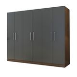 Modern Black 6 Doors Wardrobe