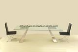 Hot Sell Tempered Glass Set Metal Base Dining Table