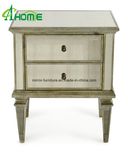 Silver Edge Mirrored Nightstand Table with 3 Drawers