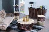 Rose Gold Stainless Steel Coffee Table with Marble Top