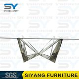 Furniture Stainless Steel Table Glass Dining Table for 6 Seater