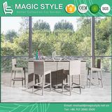 Outdoor Wicker Bar Stool with Rattan Bar Table Patio Bar Set Garden Bar Chair Club Wicker Bar Stool