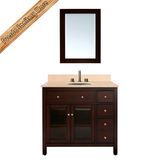 Glass Door Espresso Color Bathroom Vanity Cabinet