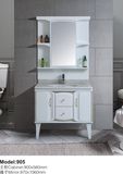 Down Floor PVC Bent White with Mirror Factory Cabinet