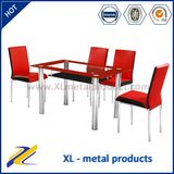 Glass Table and Leather Chair Restaurant Used Dining Set