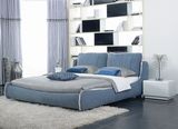 Unique Double Fabric Soft Bed Solid Wooden Frame with Headboard