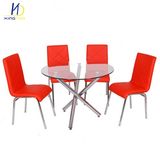 Cheap Cross Leg Glass Top Round Dining Table