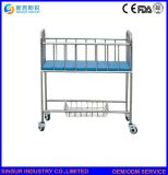 High Quality Hospital Use Stainless Steel Bedside Infant Baby Trolley