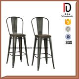 Modern Construction Iron High Back Bar Chair with Armrest