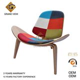 Fabric Cushion Lounge Wood Shell Chair (GV-CH07)