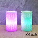 Elegant Carving Electronic Flameless LED Candle Light Flame Flashing Wax Candle Night Light for Wedding Christmas Decor