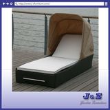 Outdoor Patio Rattan Chaise Lounge with Canopy, Garden Wicker Furniture (J4205)