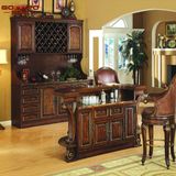 Indian Carved Make Wood Wine Rack Cabinet with Bar (GSP19-016)