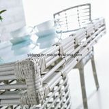 Foshan Factory White PE Wicker Garden Furniture Square Dining Table