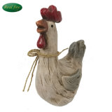 Ceramic Crafts Handmade Cock Sculpture Chicken with Red Crown for Sale
