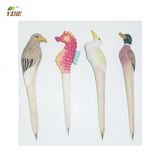 Wood Craft Ballpen with Lovely Wooden Anima Carved and Painted by Hand