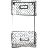 Office Ware Metal Rack Blue Two-Tier Chicken Wire Shelf