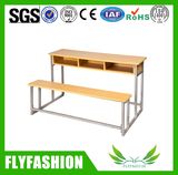 Wooden Double Student Desk and Chair (SF-67A 2)