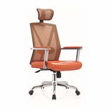 Orange High Back Mesh Fabric Metal Swivel Executive Armrest Chair