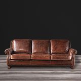 2016 Classic European Style Imported Genuine Leather Vintage Sofa Set