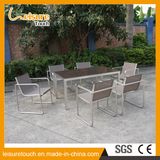 Metal Stainless Steel Aluminumm Balcony Courtyard Cafe Leisure Outdoor Dining Furniture PE Rattan Table and Chairs