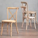 Vintage French Style Restaurant Stackable Cross Back Wood Chair