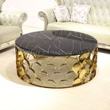 2016 Modern latest Round Golden Stainless Steel Coffee Table