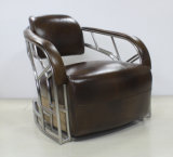 Vintage Brushed Stainless Steel Tube Armrest Living Room Chair Yh-317