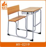 Wood School Attached Desk Chair with Metal Frame